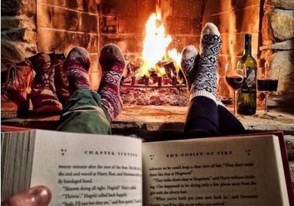 reading by fire nordic socks